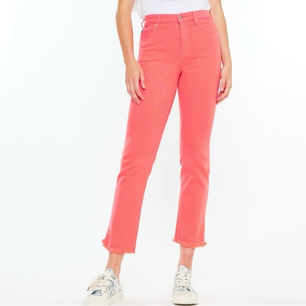 NEW - KabCan Neon Coral Cropped Jeans